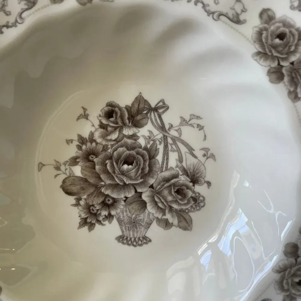 PALATE & PLATE Victorian BROWN Rose Floral Porcelain 8.5